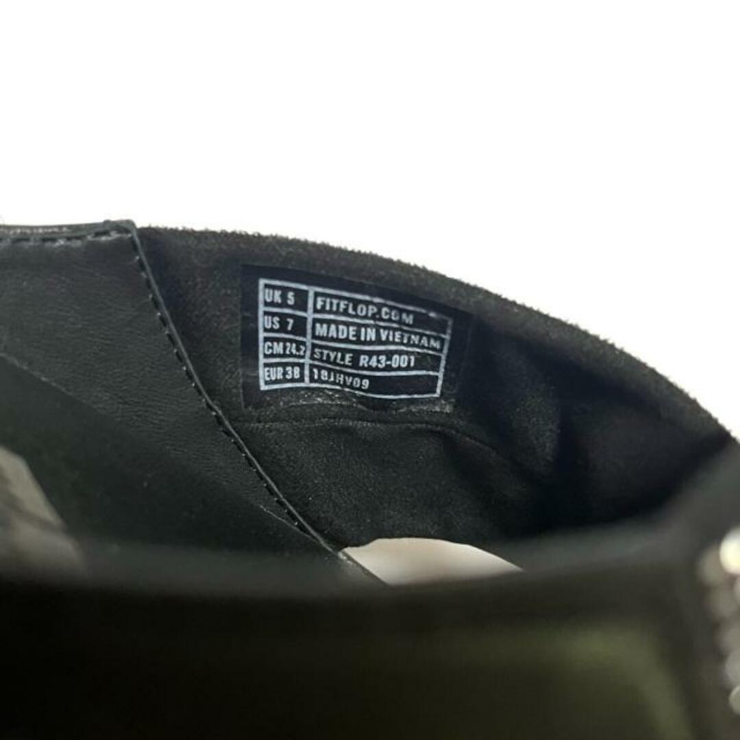 fitflop(フィットフロップ)のFitflop(フィットフロップ) サンダル EU 38 レディース - 黒 ラインストーン 化学繊維×レザー レディースの靴/シューズ(サンダル)の商品写真
