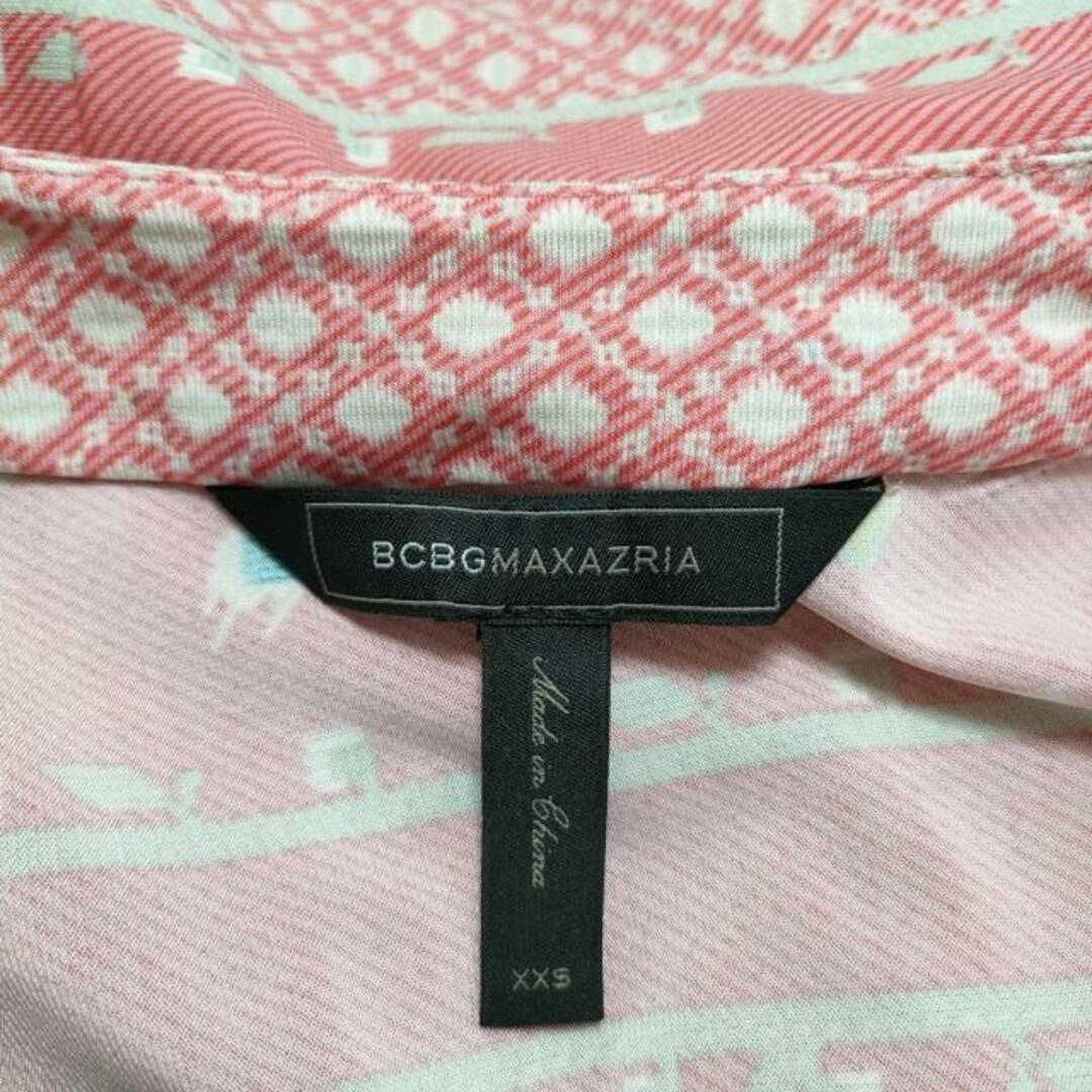 BCBGMAXAZRIA(ビーシービージーマックスアズリア)のBCBGMAXAZRIA(ビーシービージーマックスアズリア) ワンピース サイズXXS XS レディース - ピンク×ライトグレー×マルチ 七分袖/ロング/カシュクール レディースのワンピース(その他)の商品写真