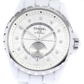 シャネル(CHANEL)のシャネル CHANEL H4345 J12 白セラミック 11Pダイヤ 自動巻き ボーイズ 保証書付き_802114(腕時計(アナログ))