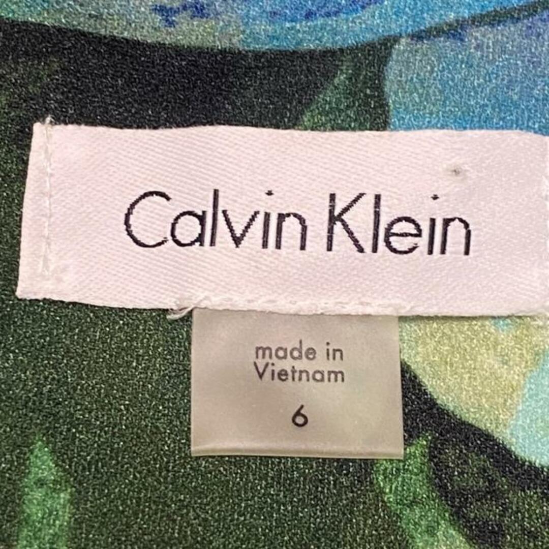 Calvin Klein(カルバンクライン)のCalvinKlein(カルバンクライン) ワンピース サイズ6 M レディース - ブルーグリーン×ブルー×マルチ 長袖/ひざ丈/花柄 レディースのワンピース(その他)の商品写真