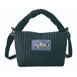 スヌーピー(SNOOPY)のスヌーピー SNOOPY コーデュロイ 2Way ショルダー ハンド バッグ BLACK(トートバッグ)