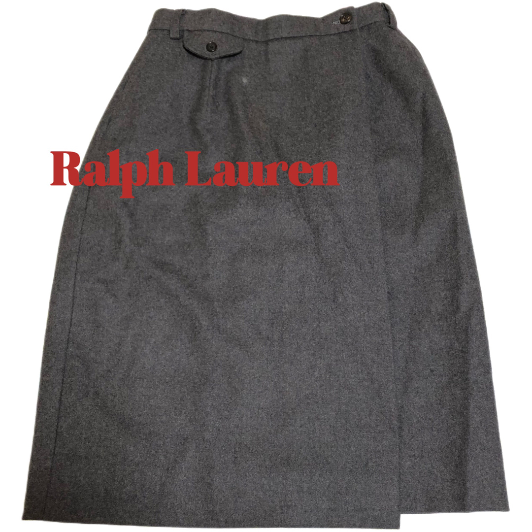 Ralph Lauren(ラルフローレン)の【Ralph Lauren】ひざ下丈　巻きスカート　ラップスカート　グレー　L レディースのスカート(ひざ丈スカート)の商品写真