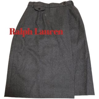 ラルフローレン(Ralph Lauren)の【Ralph Lauren】ひざ下丈　巻きスカート　ラップスカート　グレー　L(ひざ丈スカート)