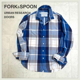 フォークアンドスプーン(FORK&SPOON)のFORK&SPOON アーバンリサーチ ドアーズ チェック シャツ 青  長袖(シャツ/ブラウス(長袖/七分))