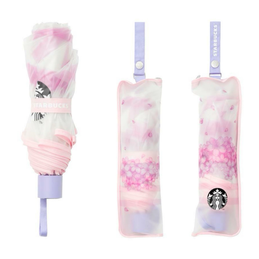 Starbucks(スターバックス)の新品.日本未発売】 スターバックス　スタバ　2024 限定　折りたたみ　傘　桜 レディースのファッション小物(傘)の商品写真