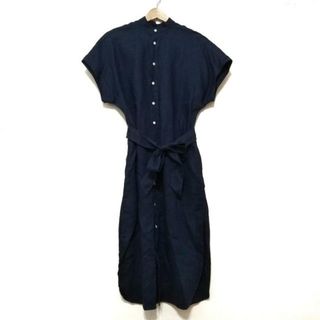 ポロラルフローレン(POLO RALPH LAUREN)のPOLObyRalphLauren(ポロラルフローレン) ワンピース サイズ0 XS レディース美品  - ダークネイビー レギュラーカラー/半袖/ロング/麻/シャツワンピ(その他)