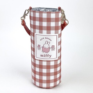 ミッフィー(miffy)のミッフィー miffy ギンガムシリーズ ペットボトルホルダー　 レッド 保温・保冷(フード/ドリンク券)