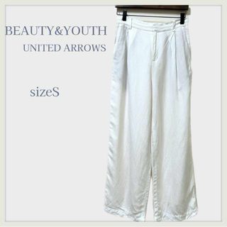 ビューティアンドユースユナイテッドアローズ(BEAUTY&YOUTH UNITED ARROWS)のBEAUTY&YOUTH UNITED ARROWS 麻混 ワイドパンツ 白 S(カジュアルパンツ)