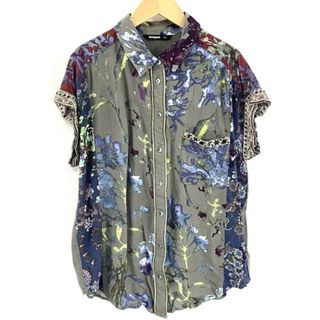 デシグアル(DESIGUAL)のDesigual(デシグアル) 半袖シャツブラウス サイズXL レディース - ダークグレー×ネイビー×マルチ(シャツ/ブラウス(半袖/袖なし))