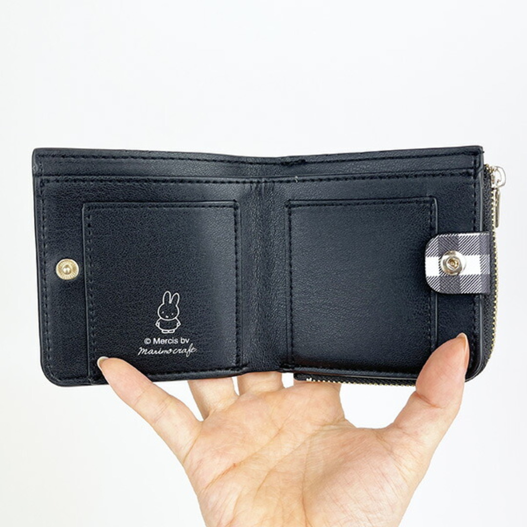 miffy(ミッフィー)のミッフィー ハーフ財布 ブラック おかおギンガム コンパクト財布 コインケース レディースのファッション小物(財布)の商品写真