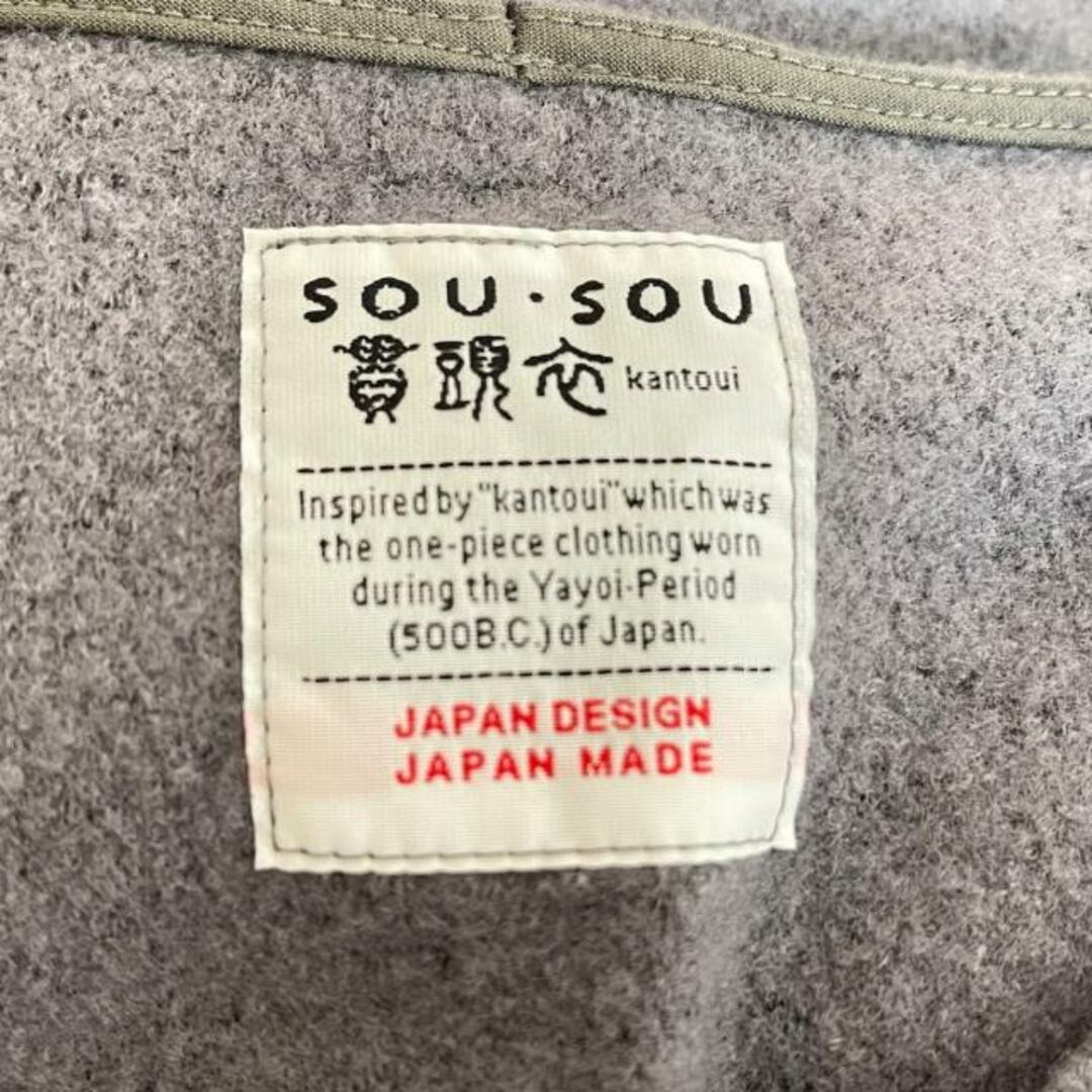 SOU・SOU(ソウソウ)のSOU・SOU(ソウソウ) ワンピース レディース美品  - グレーベージュ×黒 クルーネック/半袖/ロング レディースのワンピース(その他)の商品写真