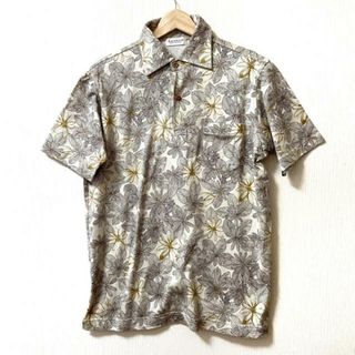 ランバンコレクション(LANVIN COLLECTION)のLANVIN COLLECTION(ランバンコレクション) 半袖ポロシャツ サイズM メンズ - アイボリー×ダークブラウン×ブラウン 花柄(ポロシャツ)