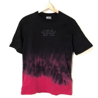 ディーゼル(DIESEL)のDIESEL(ディーゼル) 半袖Tシャツ サイズ12 L レディース - 黒×ピンク クルーネック(Tシャツ(半袖/袖なし))