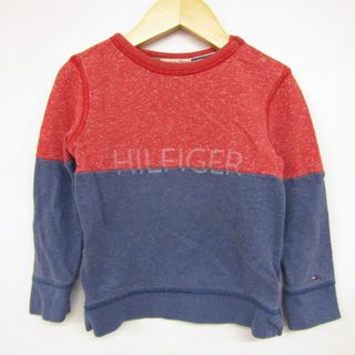 トミーヒルフィガー(TOMMY HILFIGER)のトミーヒルフィガー 長袖スウェット スエット トレーナー フロントロゴ ベビー 男の子用 92サイズ レッド×ネイビー TOMMY HILFIGER(その他)