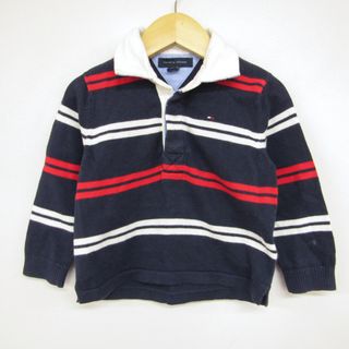 トミーヒルフィガー(TOMMY HILFIGER)のトミーヒルフィガー 長袖ニット ラガーシャツ ボーダー柄 ベビー 男の子用 2T/Bサイズ ネイビー×ホワイト×レッド TOMMY HILFIGER(ニット/セーター)