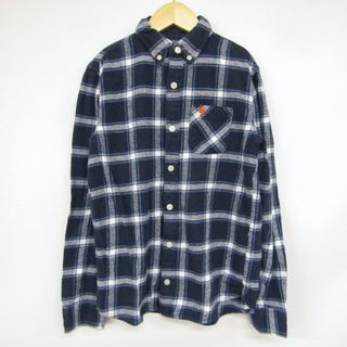 アバクロンビー 長袖シャツ ネルシャツ チェック柄 キッズ 男の子用 11月12日サイズ ネイビー×ホワイト ABERCROMBIE(その他)