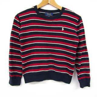 ポロラルフローレン(POLO RALPH LAUREN)のポロ・ラルフローレン 長袖セーター ボーダー柄 クルーネックニット キッズ 男の子用 S(8)サイズ ネイビー×レッド POLO RALPH LAUREN(ニット)