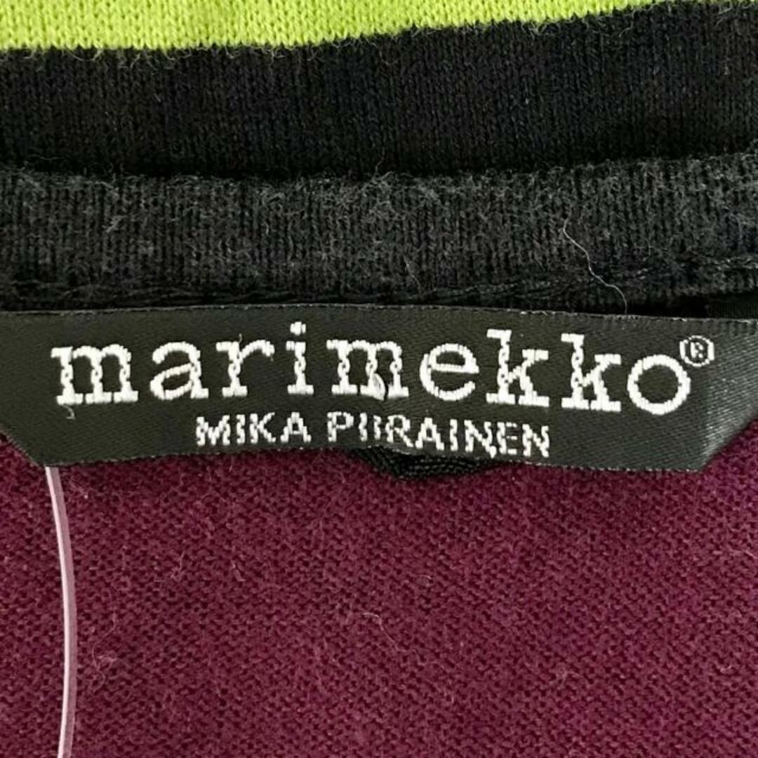 marimekko(マリメッコ)のmarimekko(マリメッコ) ワンピース サイズXS レディース - イエローグリーン×パープル×黒 クルーネック/七分袖/ひざ丈/ボーダー レディースのワンピース(その他)の商品写真