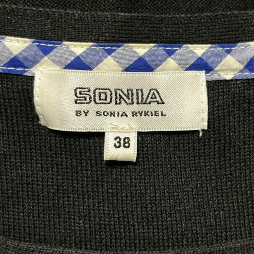 SONIA RYKIEL(ソニアリキエル)のSONIARYKIEL(ソニアリキエル) ワンピース サイズ38 M レディース - 黒×グレー×ネイビー 長袖/ひざ丈/SONIA by SONIA RYKIEL/リボン/チェリー/ラインストーン レディースのワンピース(その他)の商品写真