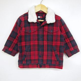 トミーヒルフィガー(TOMMY HILFIGER)のトミーヒルフィガー チェック柄ジャケット 衿ボア アウター ベビー 男の子用 18-24MOSサイズ レッド×ブラック TOMMY HILFIGER(ジャケット/コート)