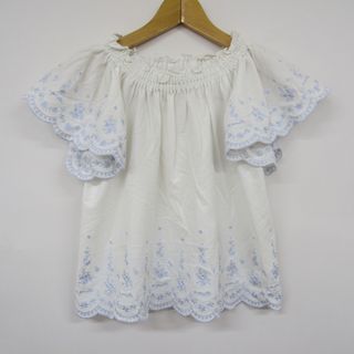 ポンポネット 半袖ブラウス チュニック スカラップレース キッズ 女の子用 S(140)サイズ ホワイト pom ponette(ブラウス)