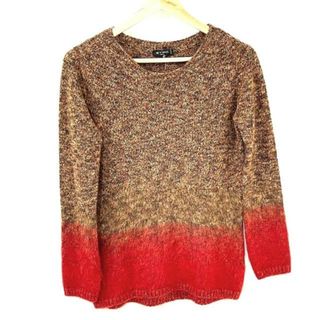 エトロ(ETRO)のETRO(エトロ) 長袖セーター サイズ40 M レディース美品  - レッド×ダークブラウン×マルチ クルーネック(ニット/セーター)