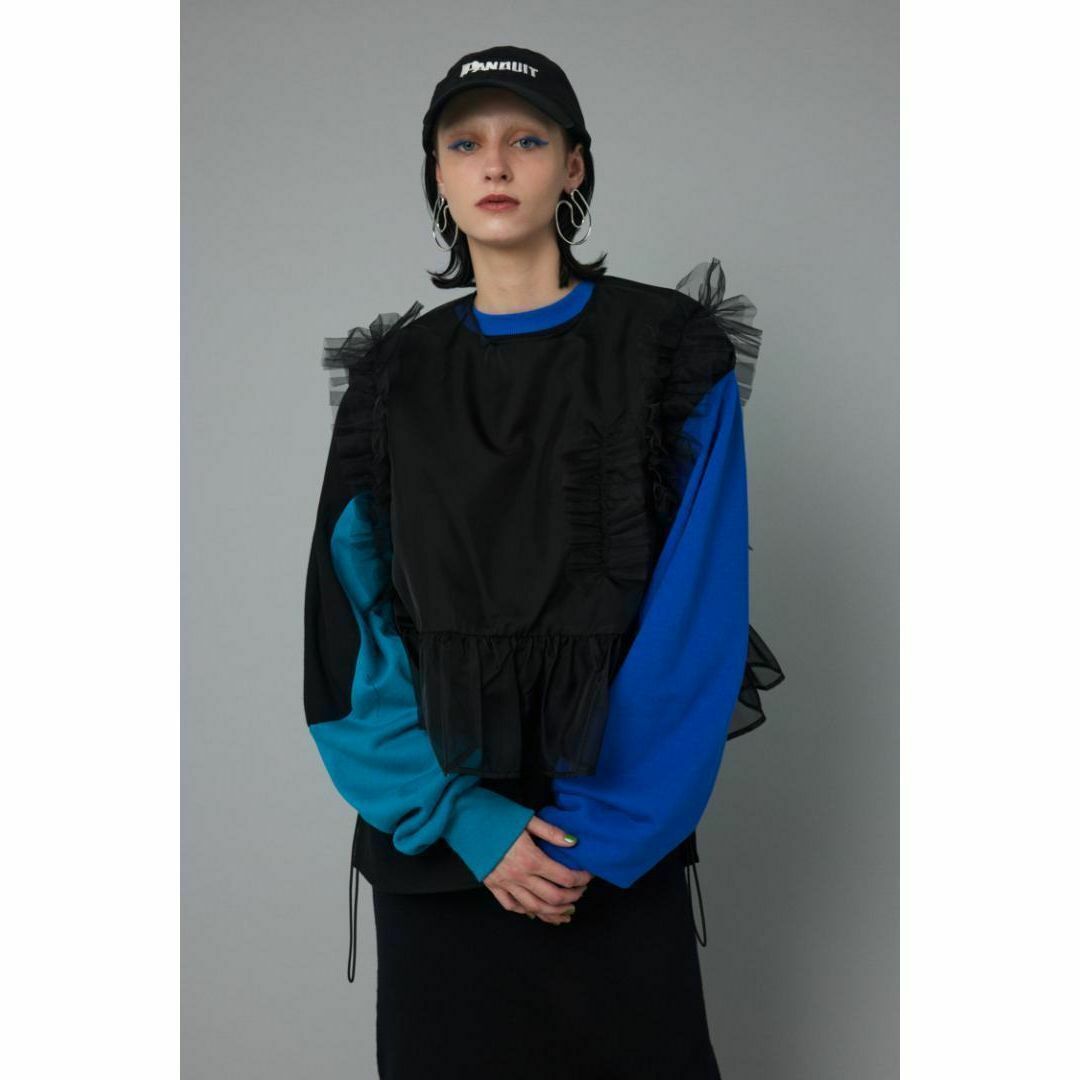 HeRIN.CYE(ヘリンドットサイ)の完売新品 HeRIN.CYE Sheer many frill vest BLK レディースのトップス(シャツ/ブラウス(半袖/袖なし))の商品写真