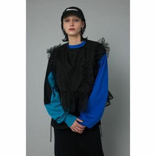 ヘリンドットサイ(HeRIN.CYE)の完売新品 HeRIN.CYE Sheer many frill vest BLK(シャツ/ブラウス(半袖/袖なし))