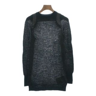 サカイ(sacai)のsacai サカイ ニット・セーター 4(L位) 紺xグレー(千鳥格子) 【古着】【中古】(ニット/セーター)