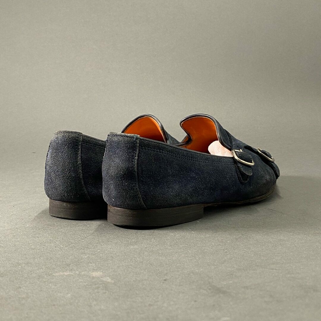 Santoni(サントーニ)の3c1 Santoni サントーニ イタリア製 ダブルモンクストラップ ドレスシューズ 革靴 スウェード ビジネス フォーマル 6 ネイビー スエード MADE IN ITALY メンズの靴/シューズ(ドレス/ビジネス)の商品写真