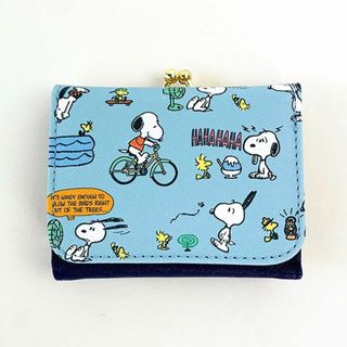 スヌーピー(SNOOPY)のスヌーピー PEANUTS コンパクト財布 サマー ブルー  マリモクラフト(財布)