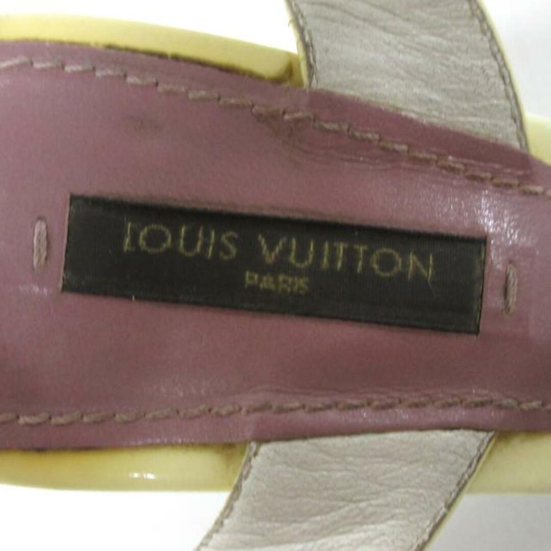 LOUIS VUITTON(ルイヴィトン)のLOUIS VUITTON(ルイヴィトン) ミュール 35　1/2 レディース - ダークブラウン×ベージュ×マルチ モノグラム/アウトソール張替済 レザー×エナメルレザー レディースの靴/シューズ(ミュール)の商品写真