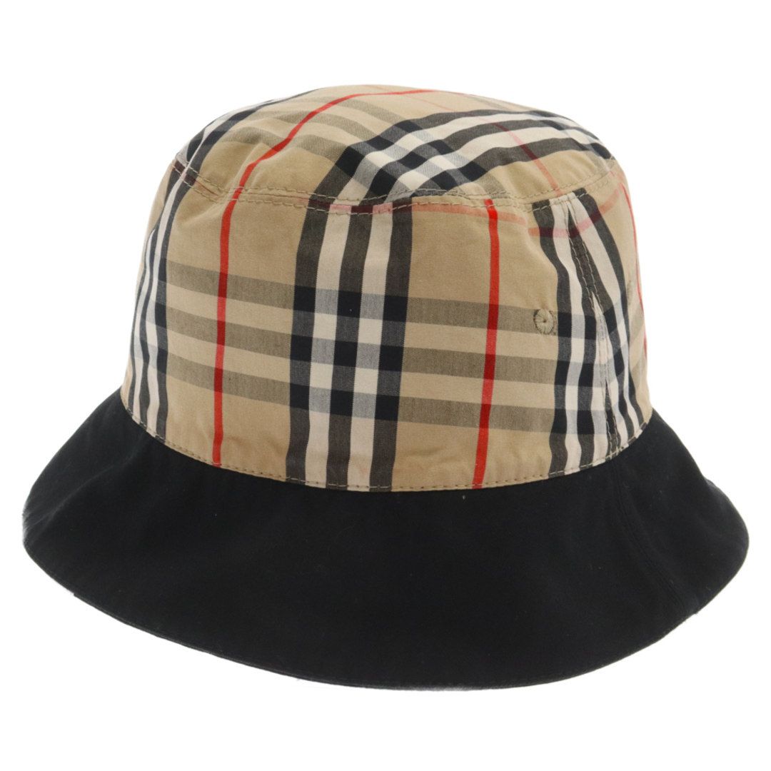 BURBERRY(バーバリー)のBURBERRY バーバリー Logo Reversible Bucket Hat ペイントロゴ ノバチェック リバーシブルバケットハット ブラック/ブラウン メンズの帽子(ハット)の商品写真