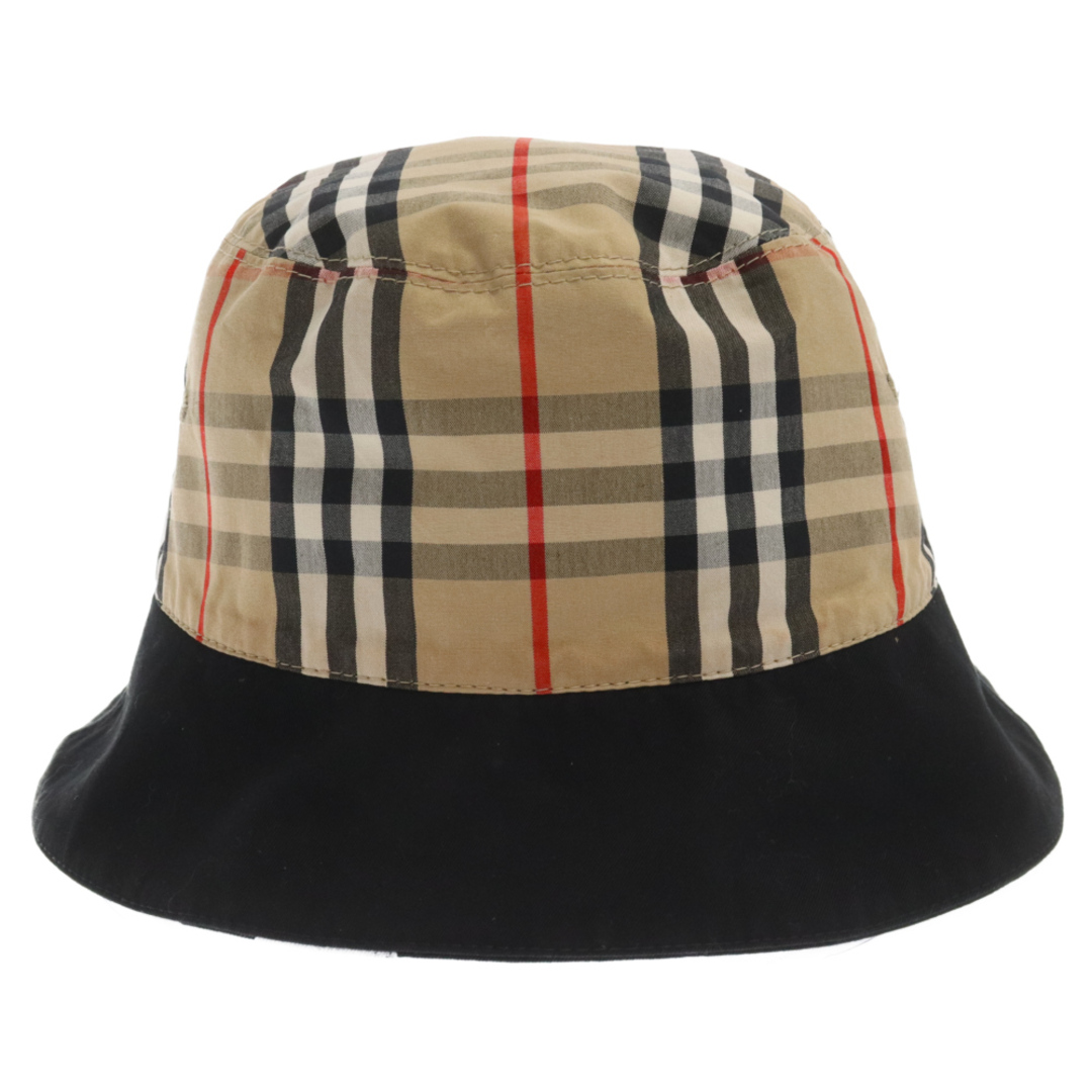 BURBERRY(バーバリー)のBURBERRY バーバリー Logo Reversible Bucket Hat ペイントロゴ ノバチェック リバーシブルバケットハット ブラック/ブラウン メンズの帽子(ハット)の商品写真