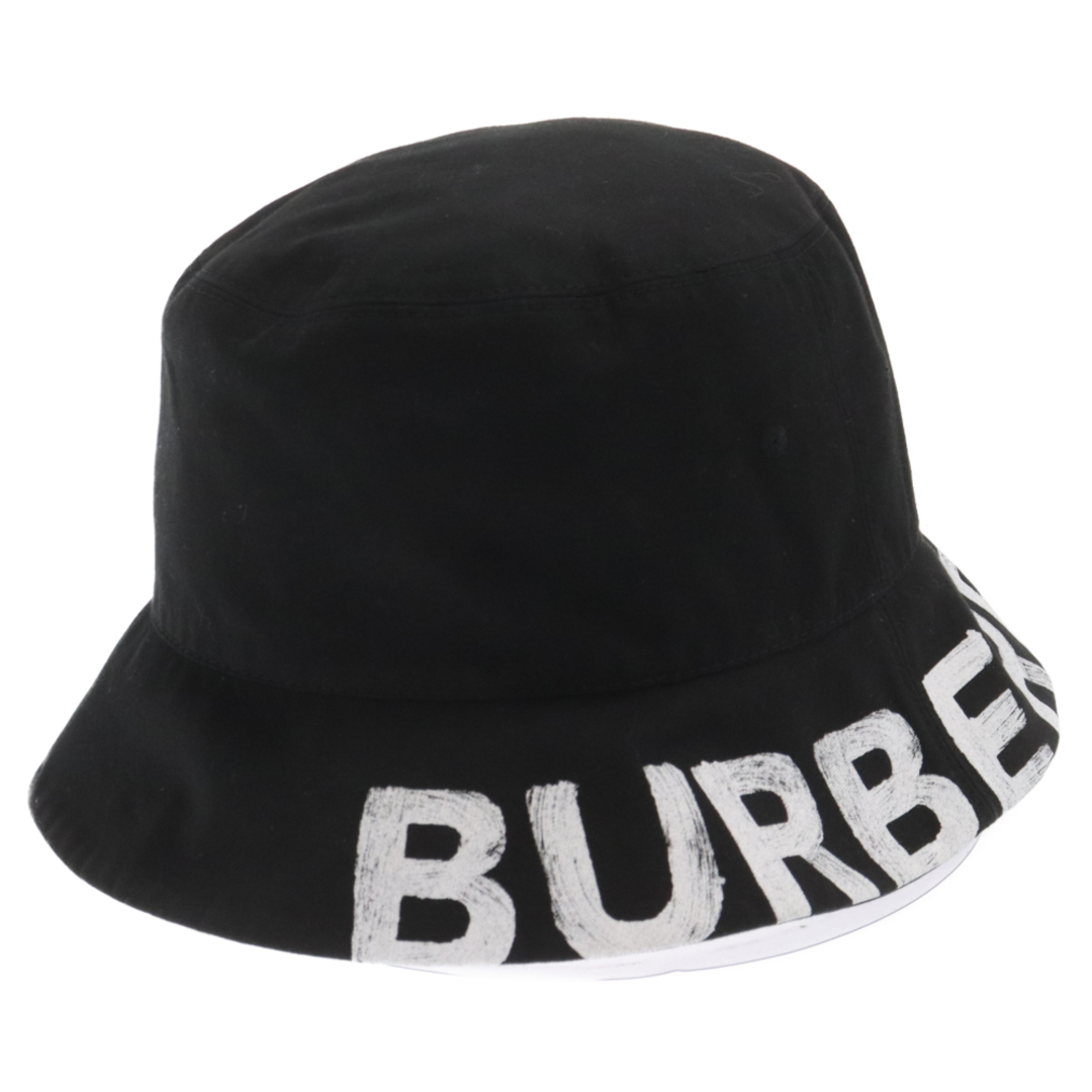 BURBERRY(バーバリー)のBURBERRY バーバリー Logo Reversible Bucket Hat ペイントロゴ ノバチェック リバーシブルバケットハット ブラック/ブラウン メンズの帽子(ハット)の商品写真