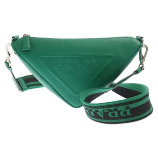 プラダ(PRADA)のPRADA プラダ Triangle Saffiano Leather Bag トライアングル ロゴエンボス プレート付き ショルダー バッグ レザー グリーン 2VH155VOOO2FAD(ショルダーバッグ)