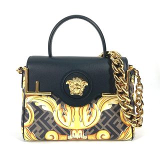 フェンディ(FENDI)のフェンディ FENDI ラ メドゥーサ サッチェルバッグ ズッカ ヴェルサーチ コラボ VERSACE FENDACE フェンダーチェ 2WAY ショルダーバッグ 斜め掛け ハンドバッグ PVC/レザー ブラウン 未使用(ハンドバッグ)