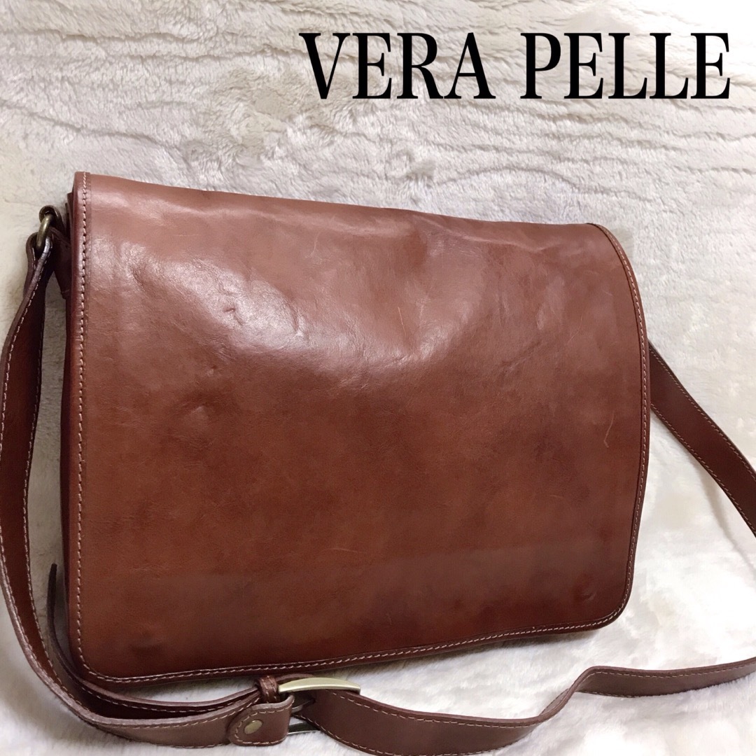 美品 VERA PELLE オールレザー メッセンジャーバッグ ショルダーバッグ | フリマアプリ ラクマ