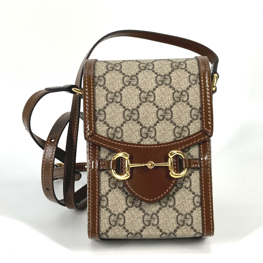 Gucci(グッチ)のグッチ GUCCI ホースビット1955ミニバッグ 625615 GGスプリーム 斜め掛け ポシェット カバン ショルダーバッグ GGスプリームキャンバス ベージュ 美品 メンズのバッグ(ショルダーバッグ)の商品写真