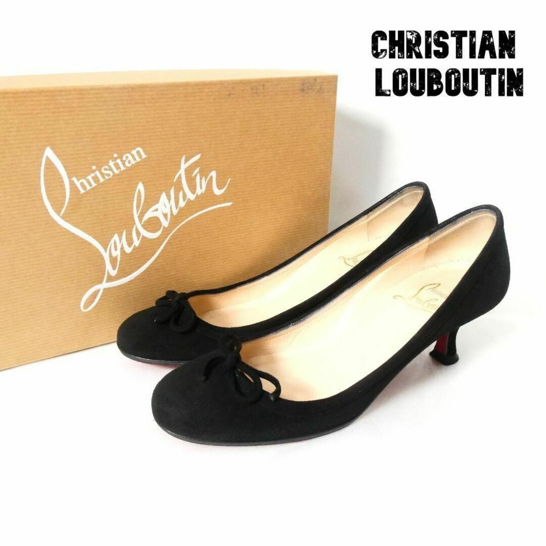 Christian Louboutin(クリスチャンルブタン)の美品 クリスチャンルブタン スエード リボン ヒール ラウンドトゥ パンプス レディースの靴/シューズ(ハイヒール/パンプス)の商品写真