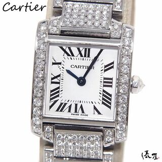カルティエ(Cartier)の【フルダイヤ】カルティエ タンクフランセーズSM 全面ダイヤ 極美品 ダイヤブレス レディース Cartier 時計 腕時計 中古【送料無料】(腕時計)