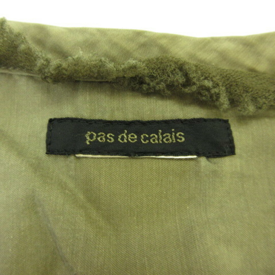 pas de calais(パドカレ)のパドカレ pas de calais ワンピース フレンチスリーブ ミニ カーキ レディースのワンピース(ミニワンピース)の商品写真
