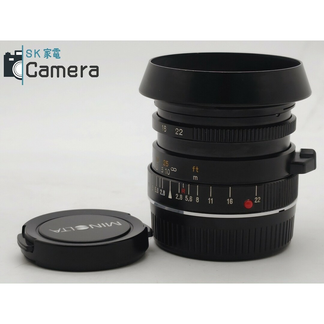 KONICA MINOLTA(コニカミノルタ)のMINOLTA M-ROKKOR 28ｍｍ F2.8 メタルフード キャップ 付 ミノルタ カビ スマホ/家電/カメラのカメラ(レンズ(単焦点))の商品写真