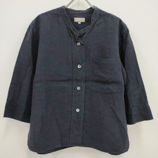 マーガレットハウエル(MARGARET HOWELL)のMARGARET HOWELL 578-2153030 plain linen 7分袖 サイズ2 ブラウス シャツ 22SS ネイビー レディース マーガレットハウエル【中古】4-0217M♪(シャツ/ブラウス(長袖/七分))