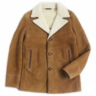 ロロピアーナ(LORO PIANA)の美品□Loro Piana/ロロピアーナ くるみボタン 羊革 ラムレザーパイピング ムートンジャケット/ミドルコート ブラウン XS イタリア製 正規品(その他)