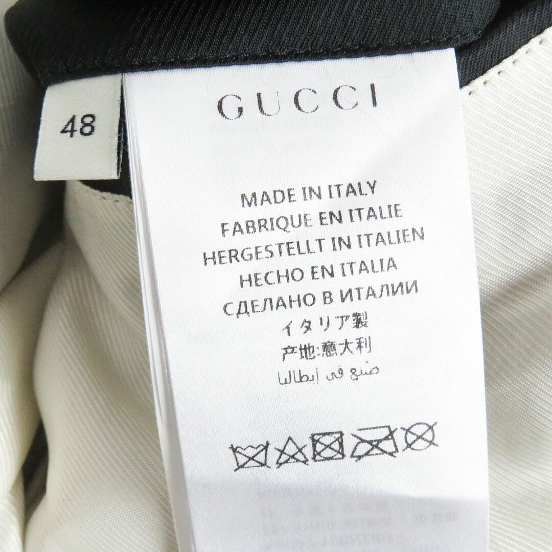 Gucci(グッチ)の極美品□19SS GUCCI/グッチ 563218 USED加工 スカルモチーフ刺繍 カウスキン ダブルライダース/レザージャケット ブラック 48 伊製 正規品 メンズのジャケット/アウター(ライダースジャケット)の商品写真