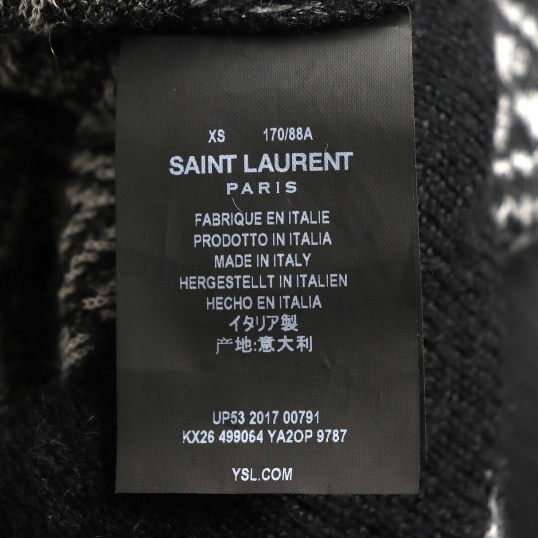 Saint Laurent(サンローラン)の極美品◆SAINT LAURENT PARIS サンローランパリ 499064 オルテガ柄 モヘア混 長袖 ウールニット/セーター ブラック XS 伊製 正規品 メンズ メンズのトップス(ニット/セーター)の商品写真