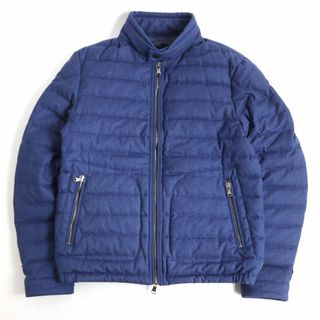 モンクレール(MONCLER)の美品◆MONCLER モンクレール DELABOST デラボスト レザーロゴパッチ付き ダブルジップ ダウンジャケット/アウター ブルー 1 正規品 メンズ(ダウンジャケット)