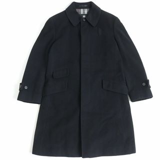 バーバリーブラックレーベル(BURBERRY BLACK LABEL)の美品◆BURBERRY BLACK LABEL バーバリーブラックレーベル ロゴボタン 比翼 カシミヤ混 ウールステンカラーコート ブラック M メンズ 正規品　r08-st30411-121(ステンカラーコート)