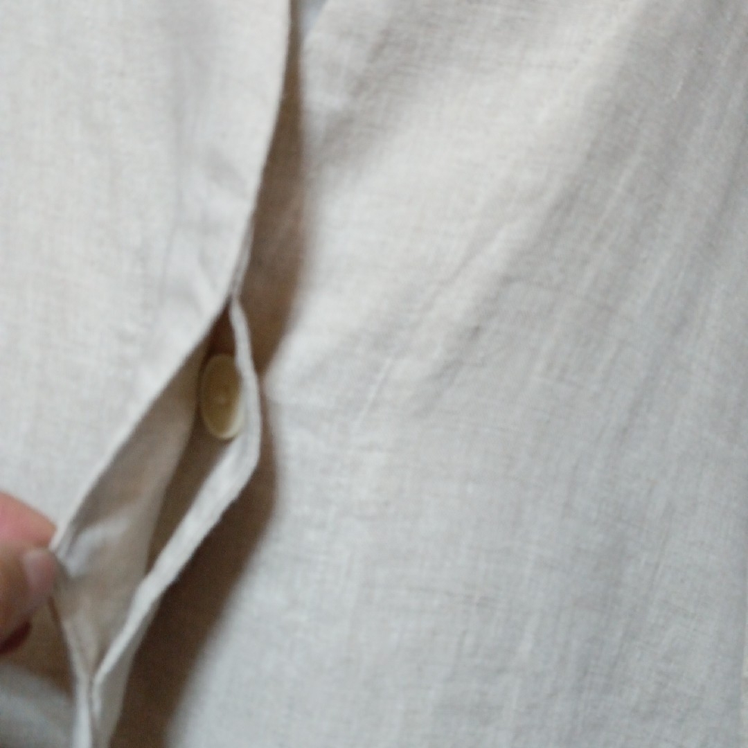 MUJI (無印良品)(ムジルシリョウヒン)の美品 無印良品 フレンチ リネン ノーカラーコート 麻 羽織り ロング レディースのジャケット/アウター(ノーカラージャケット)の商品写真